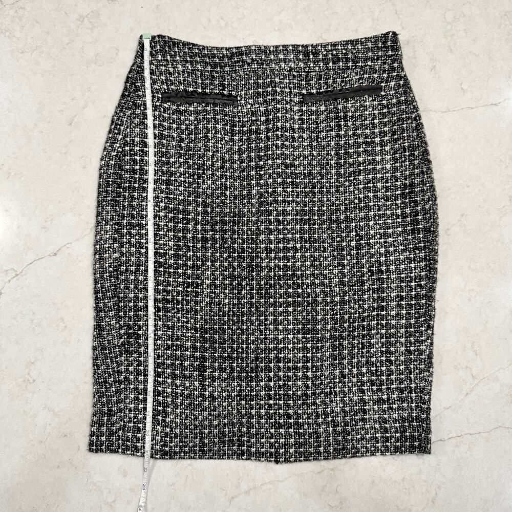 Worthington Black & White Tweed Pencil Skirt Women's 2 Back Slit Preppy Office - Picture 4 of 15